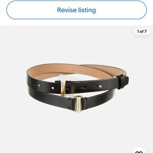Jason Wu Black Leather Belt with Gold Buckle